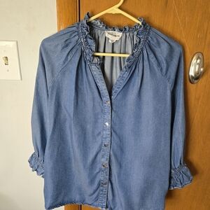 For The Republic Denim Button Down Shirt - Blue